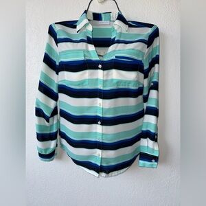 New York & Company Multicolor Striped Shirt